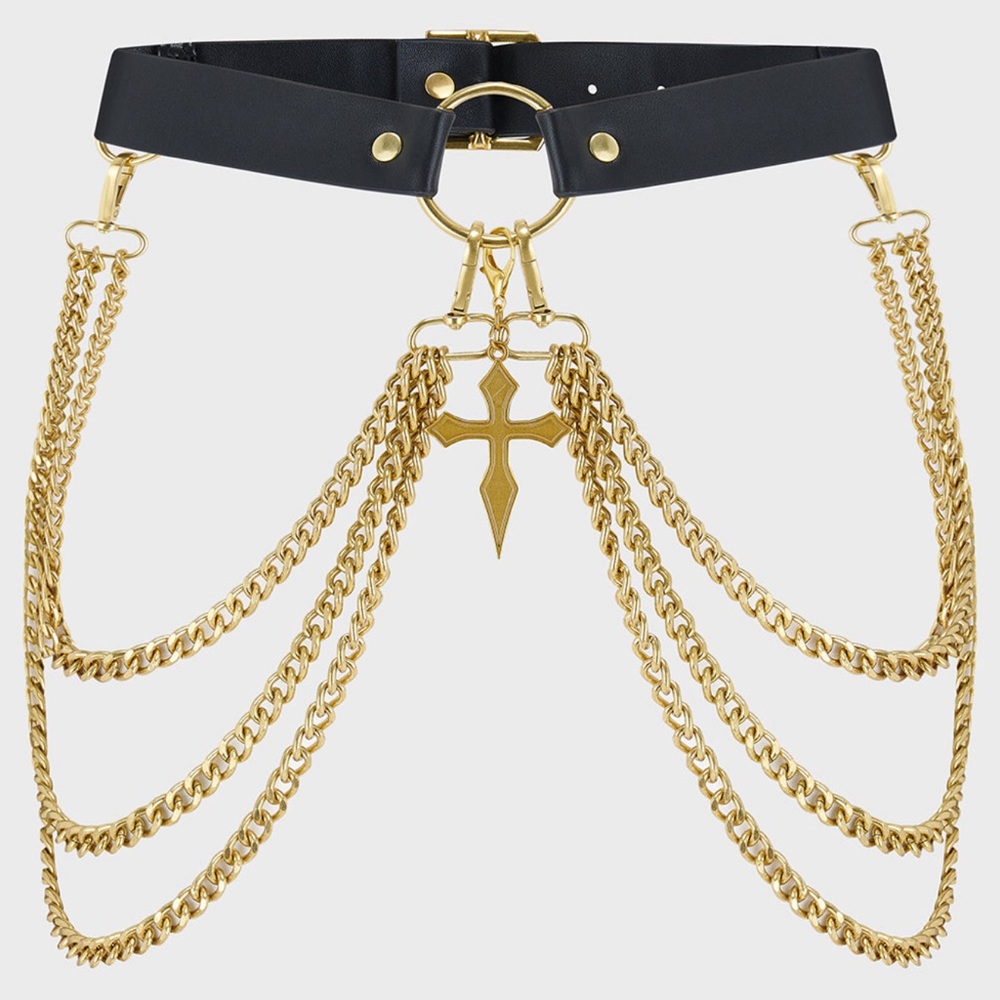 Killstar Gold and Black Chain Belt